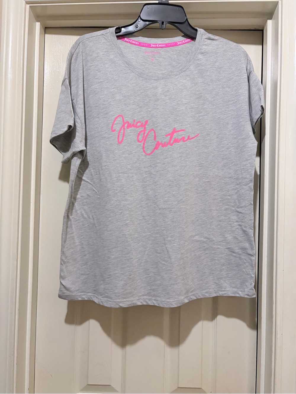 Juicy Couture Gray Tee with Hot Pink Logo Trim